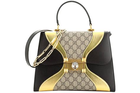 Gucci Osiride GG Supreme Top Handle Bag Medium Gold/Black